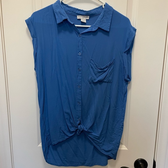 Cotton On Oversized Blue Button Up Shirt - Picture 1 of 3